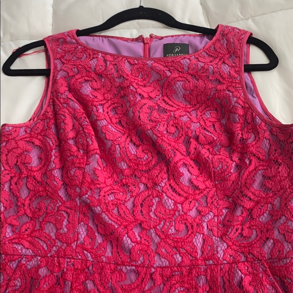 Gorgeous Pink Lace Summer Dress w/ Purple Underlay